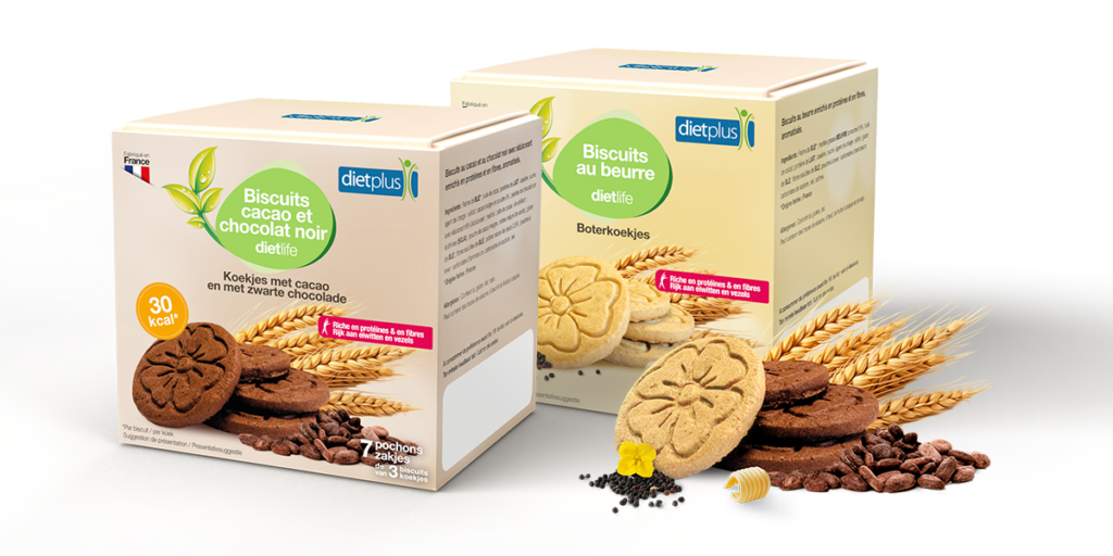 Les nouveaux biscuits dietplus beurre et cacao chocolat noir