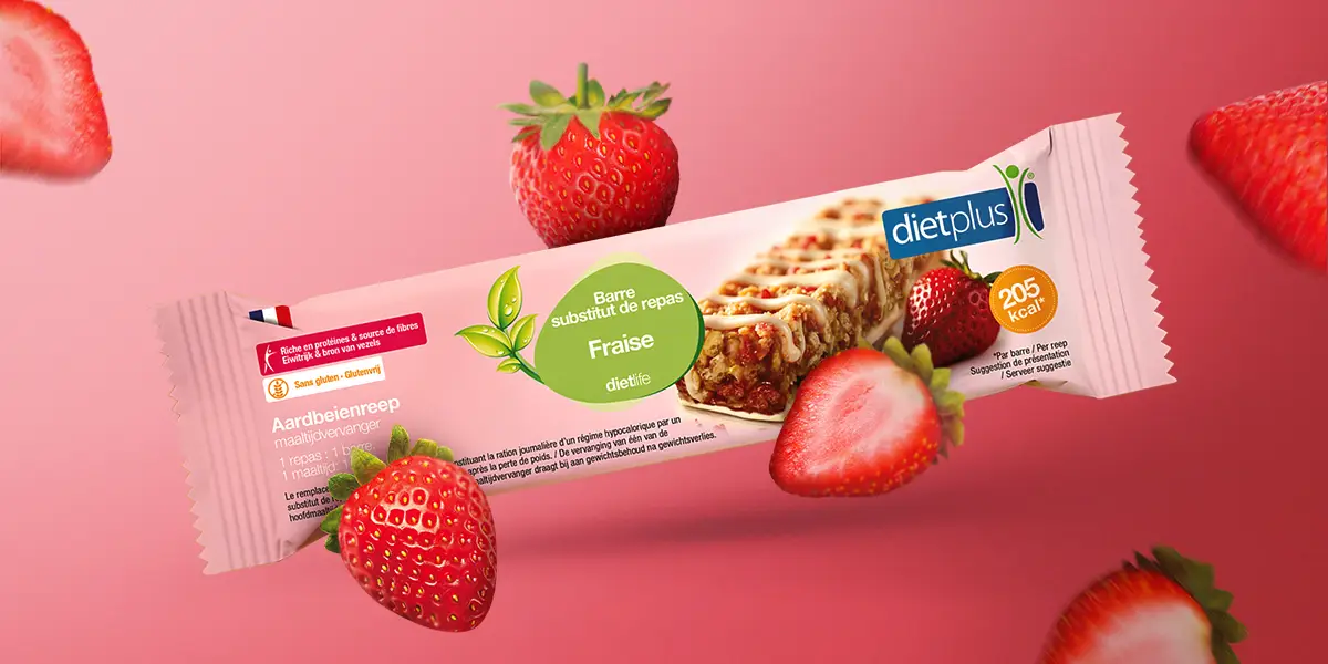 La barre substitut de repas goût fraise de dietplus